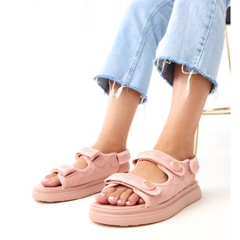 Sandali rosa con cinture di barba regolabili 1