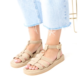 Sandali beige oscuri di donne romane fissate sulla caviglia Nargiz 2
