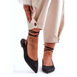 Ballerine Stringate da Donna Decorate con Borchie, Jange Nero 4