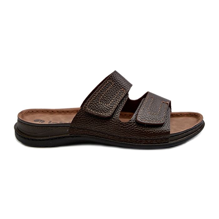 Comode Infradito da Uomo Con Cinturini In Velcro Inblu GV00002I Marrone Scuro 5