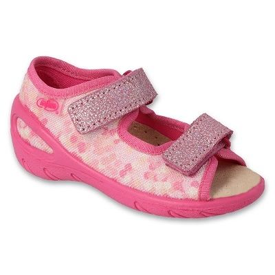Sandali da bambino Befado rosa con velcro, inserto in pelle 063P015 1