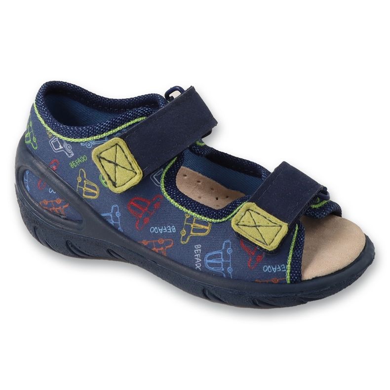 Ciabatte per bambini Befado con velcro, inserto in pelle 063P016, blu navy 1
