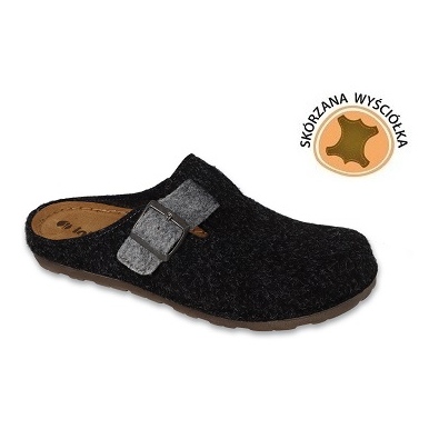 Ciabatte da uomo Inblu con inserto in pelle 155M015 nero 1