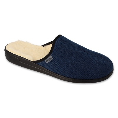 Pantofole da uomo Befado, pu 000M325, blu navy, isolate con lana 1