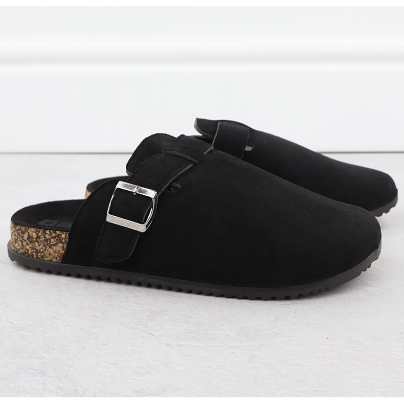 Pantofole da donna costruite -in in pelle scamosciata Black Big Star SS274736 nero 2