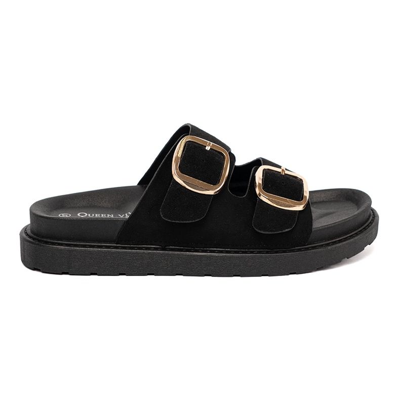 Shelvt Flip nere femminili con fibbie dorate nero 1