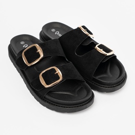 Shelvt Flip nere femminili con fibbie dorate nero 2
