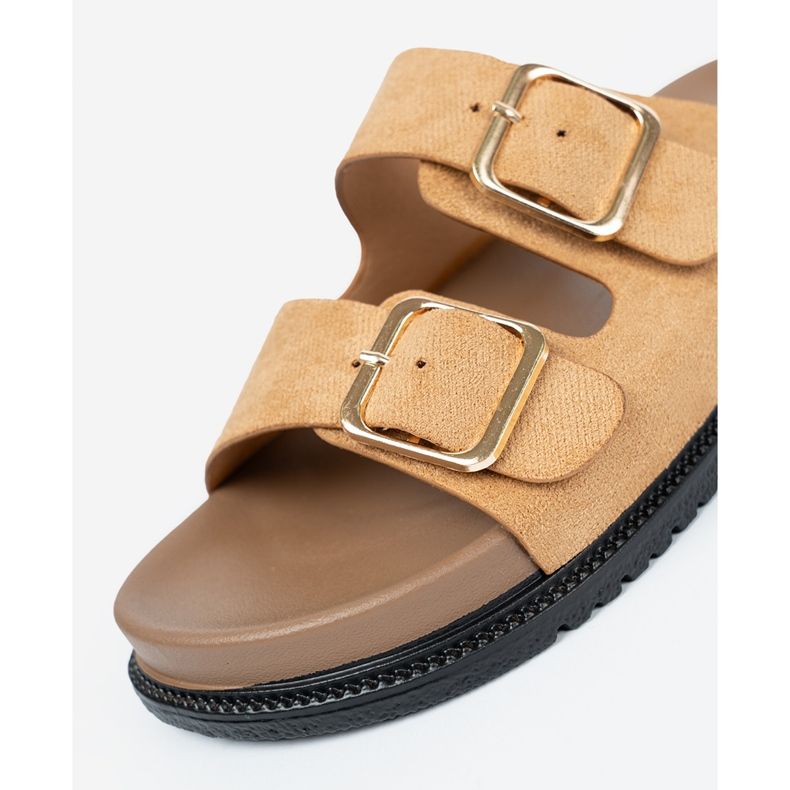 Shelvt Caramella delle pantofole da donna con fibbie dorate 1