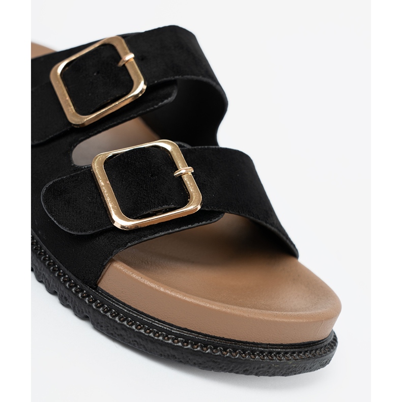 Shelvt Flip di neri delle donne con fibbie dorate nero 1