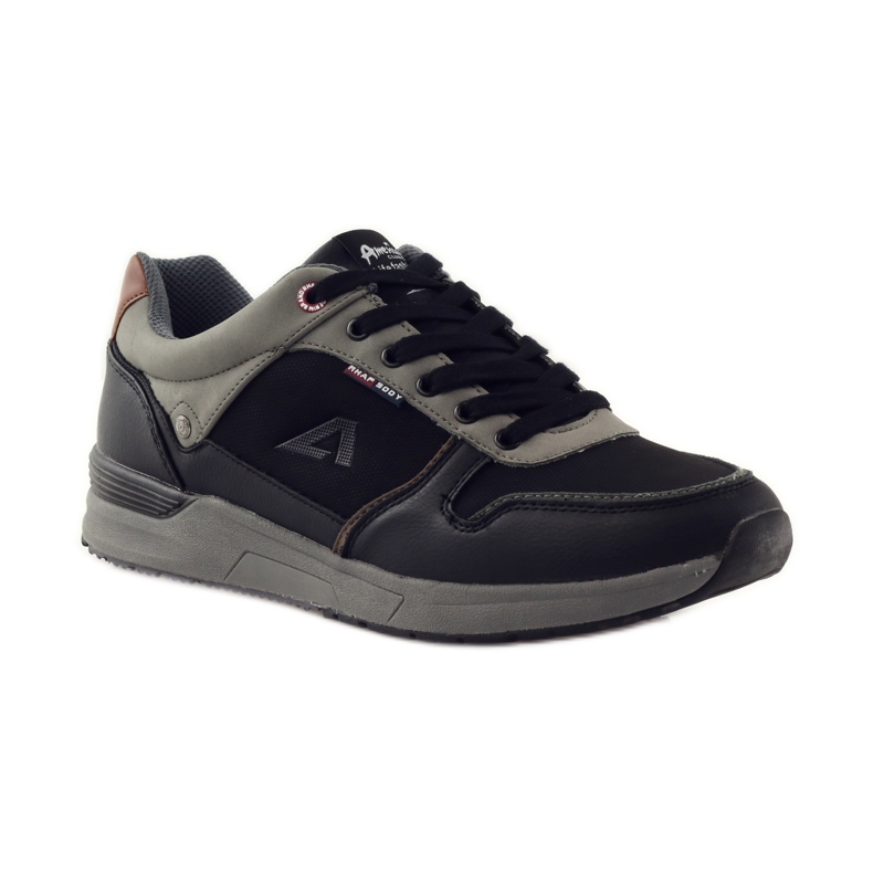 American Club American 610184 scarpe sportive da uomo nere nero grigio 1