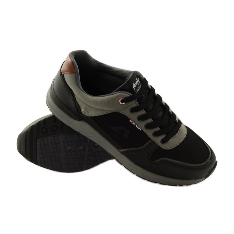 American Club American 610184 scarpe sportive da uomo nere nero grigio 3