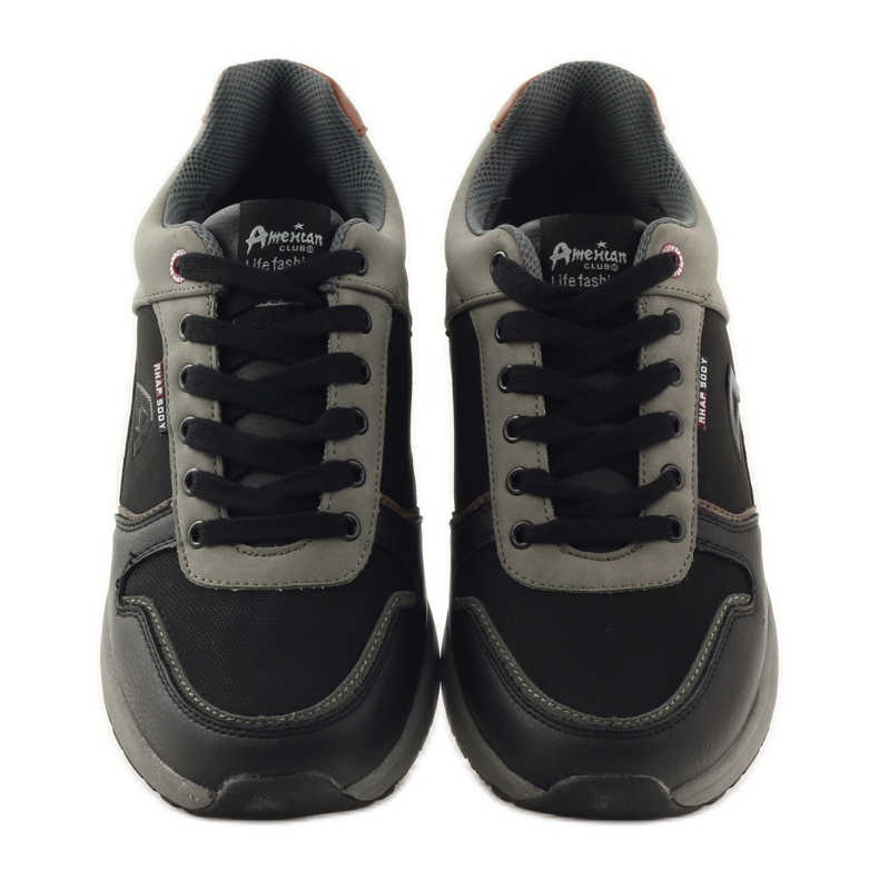 American Club American 610184 scarpe sportive da uomo nere nero grigio 4