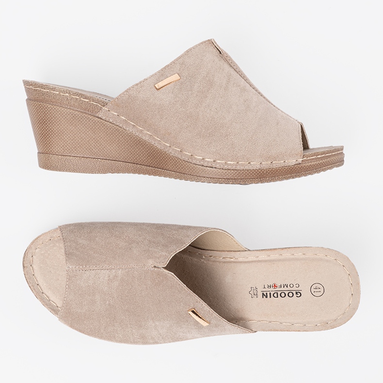 Goodin Infradito da donna beige con plateau 2