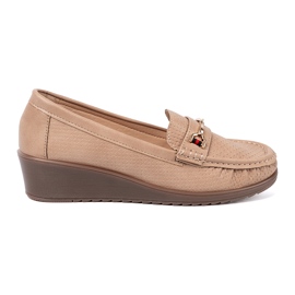 Shelvt Scarpe beige con decorazione dorata 2