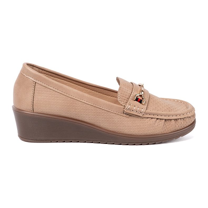 Shelvt Scarpe beige con decorazione dorata 2