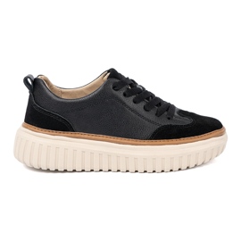 Sneaker in pelle nera sulla piattaforma Sergio Leone Beige nero 2