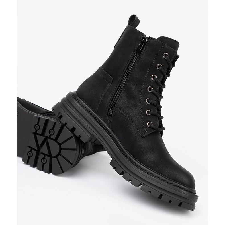 Scarpe da donna nera con allacciatura e battistrada Sergio Leone nero 1