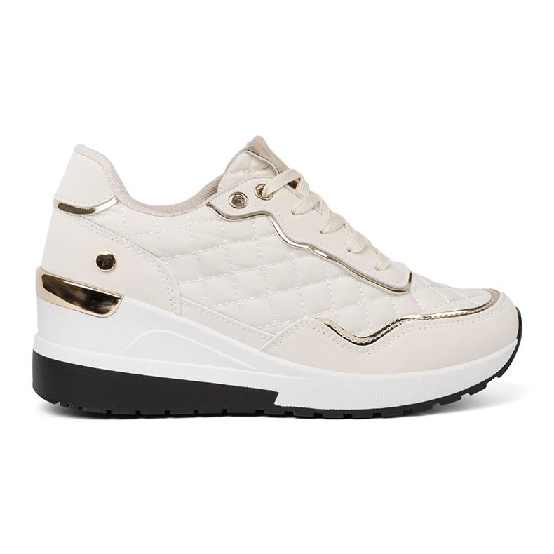 Shelvt Sneaker beige con accenti dorati luccicanti 2