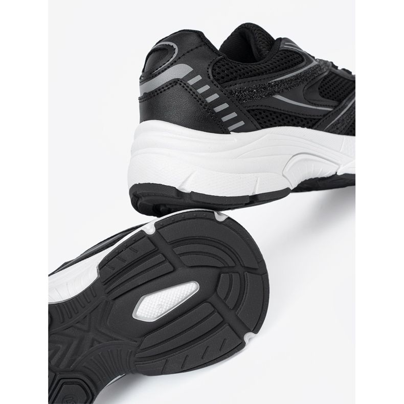 Shelvt Sneaker nere con mesh e suola bianca nero 1