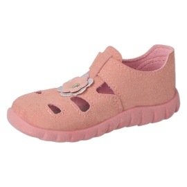 Pantofole per bambini Befado 535P005 rosa con fiore 1
