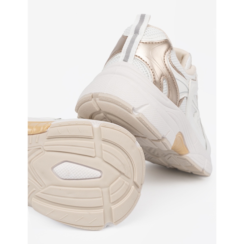 Shelvt Sneaker bianche con beige e inserti d'oro bianco 1