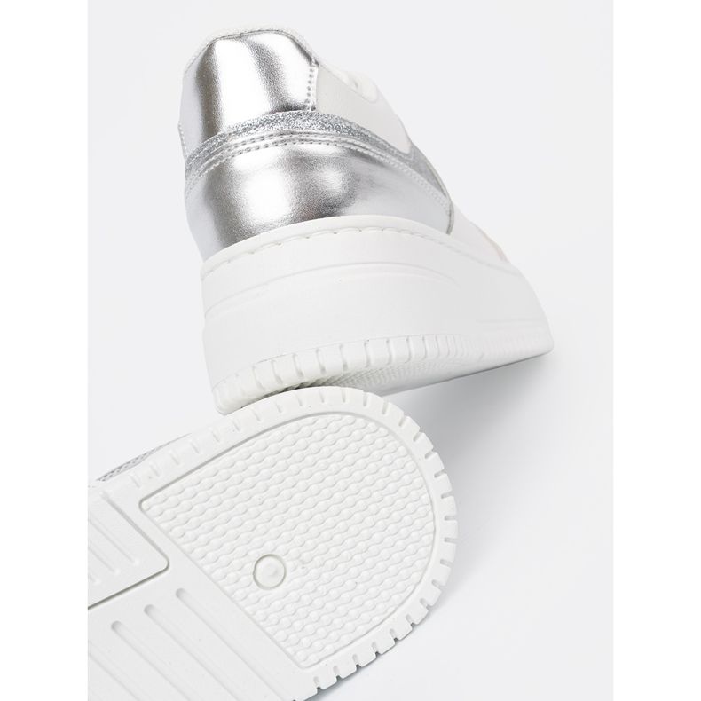 Shelvt Sneaker bianche e argento con dettagli luccicanti multicolore 2