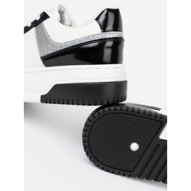 Shelvt Sneaker in bianco e nero con dettagli argento luccicanti 1