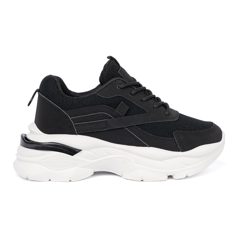 Shelvt Sneaker sportive nere su una sunella bianca spessa nero 1
