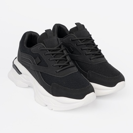 Shelvt Sneaker sportive nere su una sunella bianca spessa nero 2