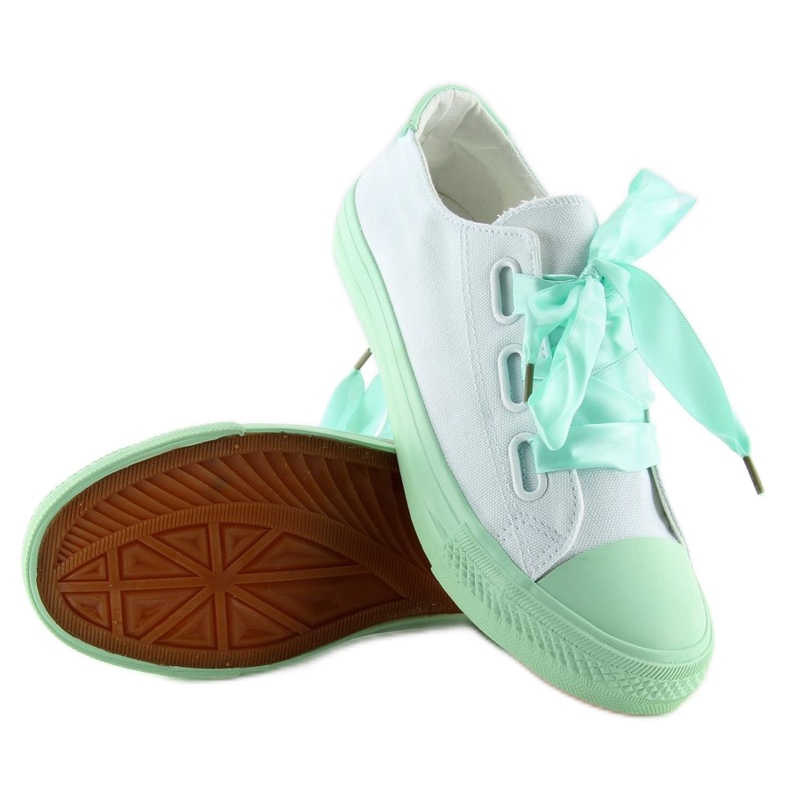 DC11 WHITE / GREEN sneakers bianche e menta con nastri bianco verde 2