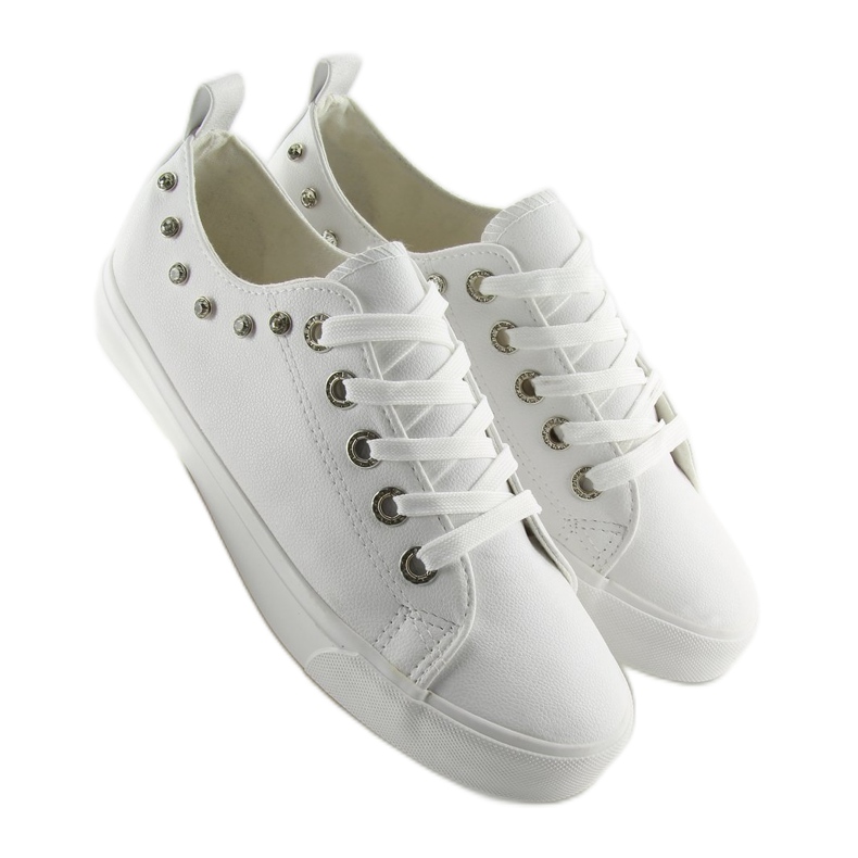 Sneakers bianche con zirconi BL122p White bianco 2