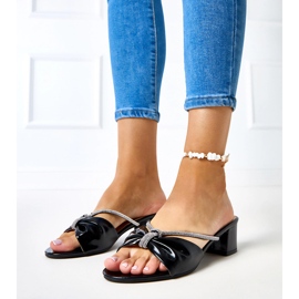 Mules con tacco alto decorati con zirconi Anbrani nero 2