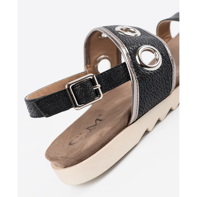Shelvt Sandali neri con ruote in metallo decorativo nero 2