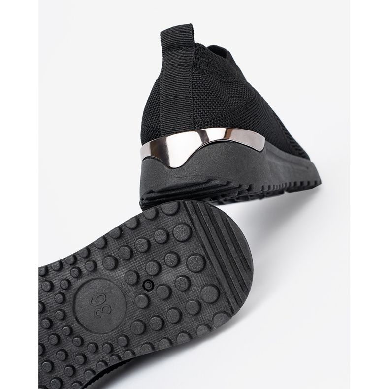 Shelvt Scarpe sportive slip-on nere con tomaia a maglie nero 1