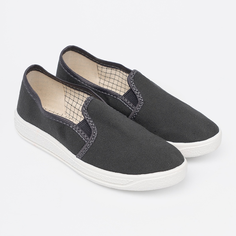 Shelvt Semplici scarpe da ginnastica grigio con inserti per ragazzi flessibili 1