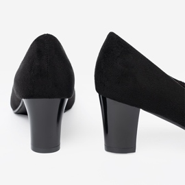 Goodin Pompe da donna nera con un fiore decorativo nero 1