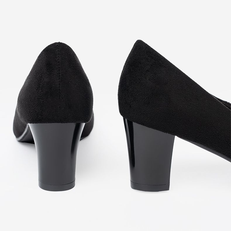 Goodin Pompe da donna nera con un fiore decorativo nero 1