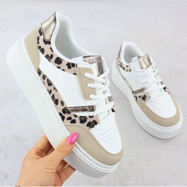 Scarpe sportive sulla piattaforma ZZ con stampa leopardo Big Star SS274357 bianca 1