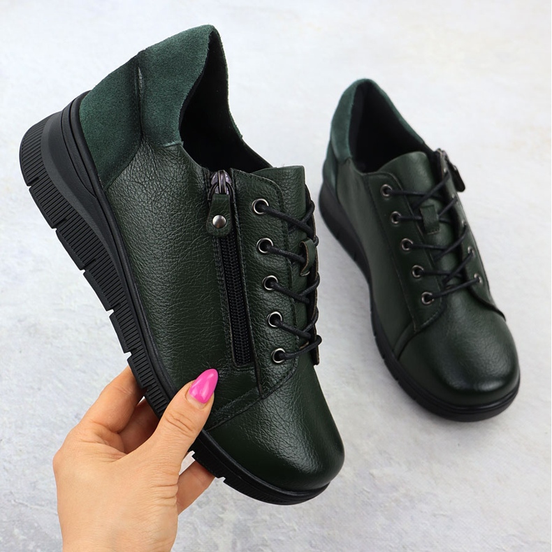 Scarpe in pelle femminile per Vinceza 39964 zeppe 39964 verde 1