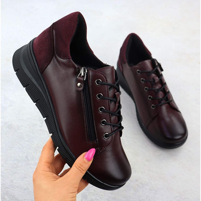 Scarpe in pelle da donna per Vinceza 39964 Borgogna rosso 1