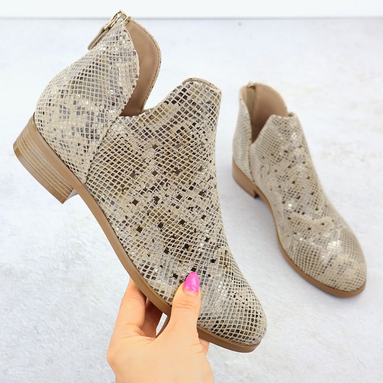 Stivali da donna Openwork femminile, Beige Vinceza 58608 1