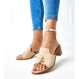 BEIGE FLIP -FLOPS sull'ornamento di betulla 2