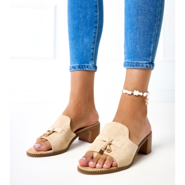 BEIGE FLIP -FLOPS sull'ornamento di betulla 1