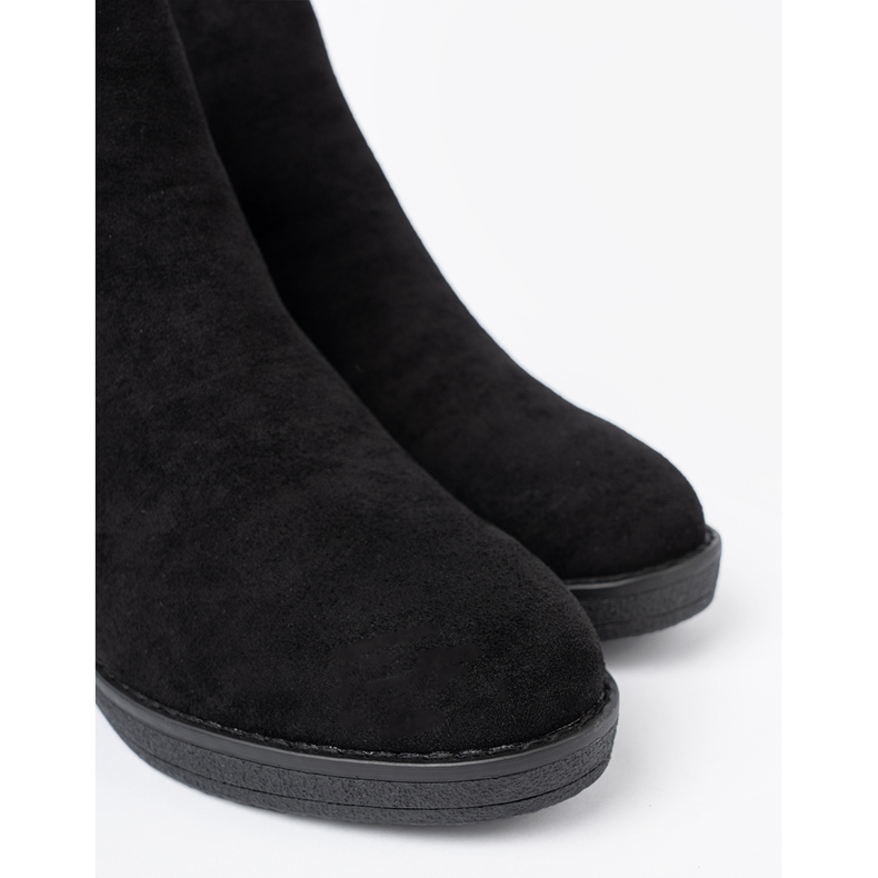Shelvt Stivali in pelle scamosciata nera con inserimento flessibile nero 1