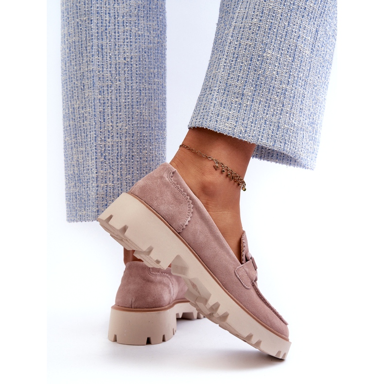 S.Barski Mocassini da Donna in Camoscio Con Decoro D&amp;A TW117 Rosa 4