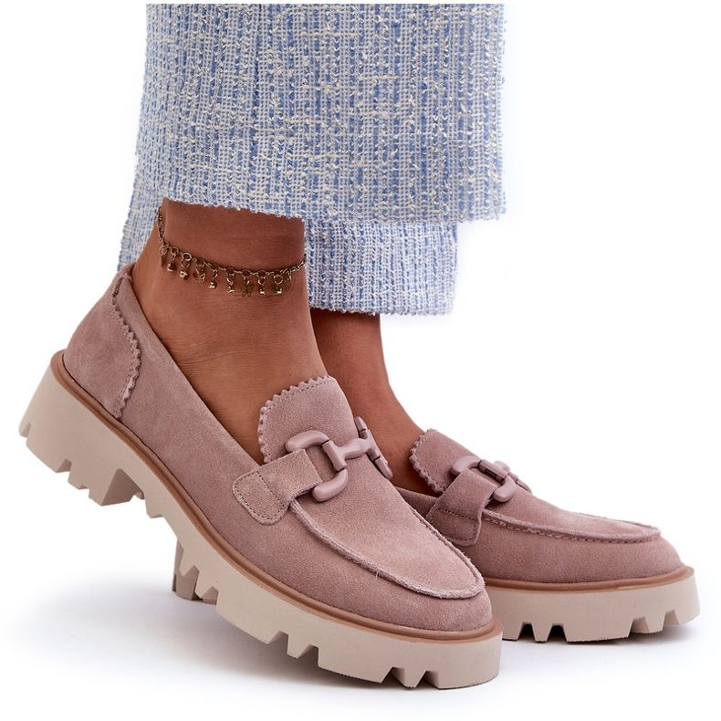 S.Barski Mocassini da Donna in Camoscio Con Decoro D&amp;A TW117 Rosa 5