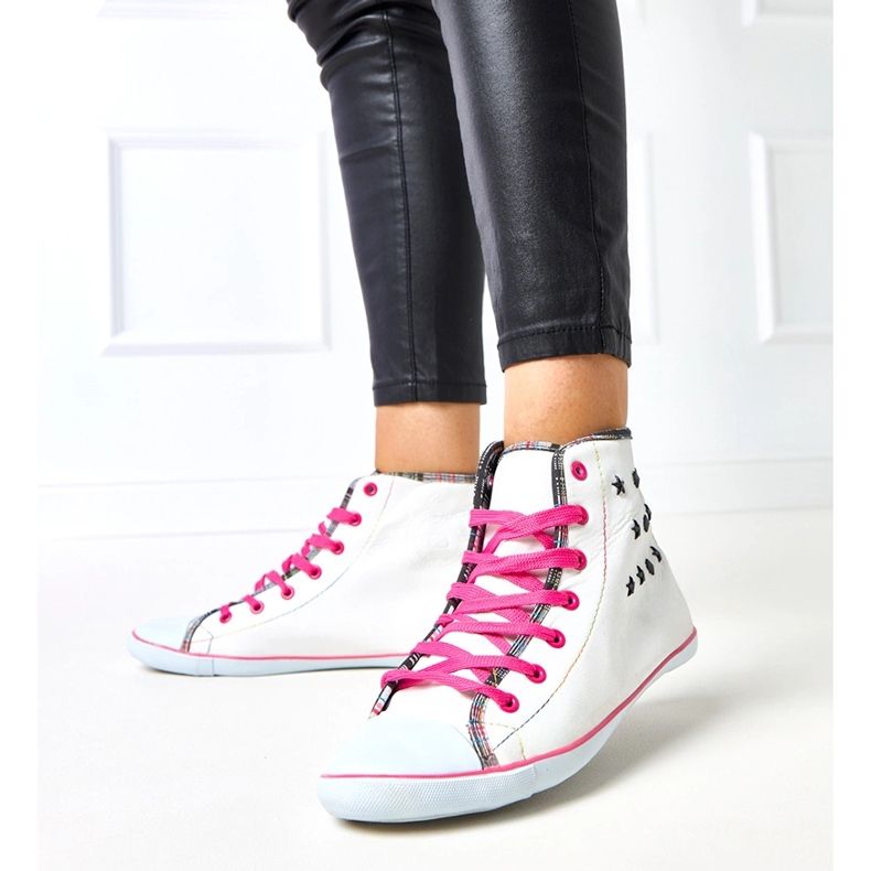 Sneaker alla caviglia bianca con un modello geometrico kalerrt 1
