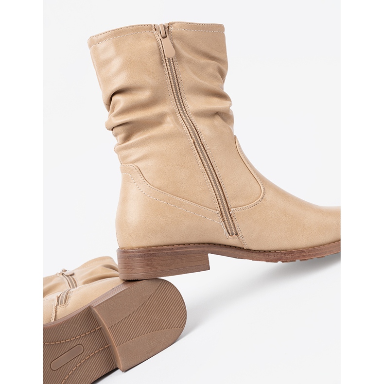 Shelvt Stivali beige comodi con volant 1