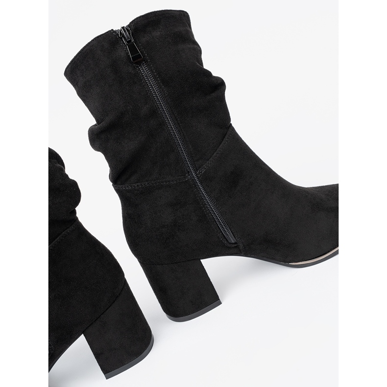 Shelvt Stivali in pelle scamosciata nera con elegante rughe nero 1