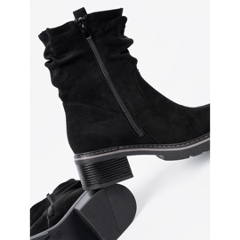 Shelvt Stivali neri femminili con aggrottamenti decorativi nero 1